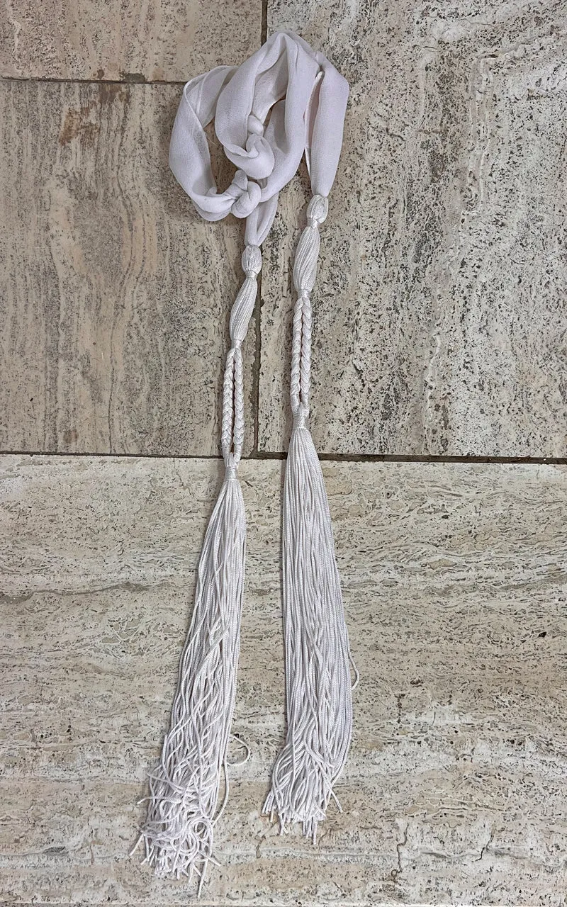 Vintage She Tassel Skinny Scarf White