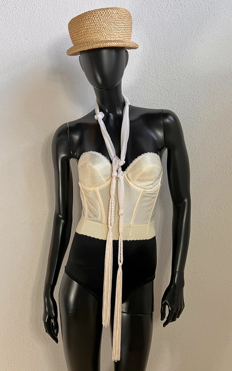 Vintage She Tassel Skinny Scarf White