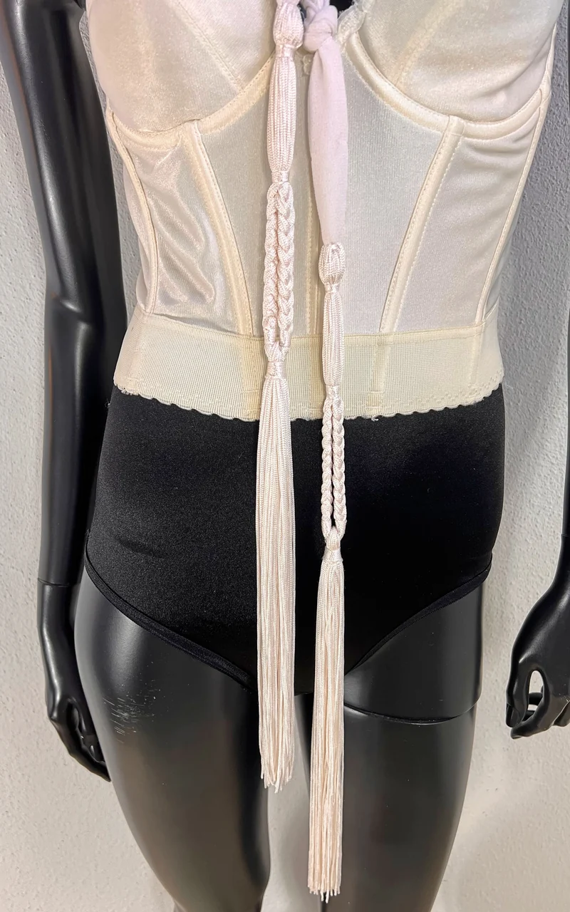 Vintage She Tassel Skinny Scarf White