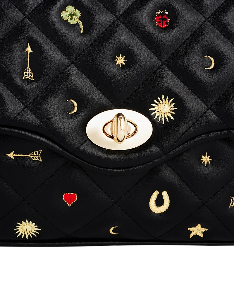 Mary Motif Quilted Crossbody Clutch