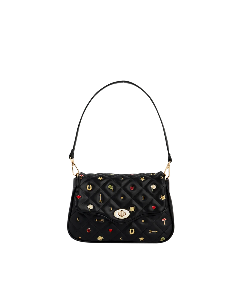 Mary Motif Quilted Crossbody Clutch