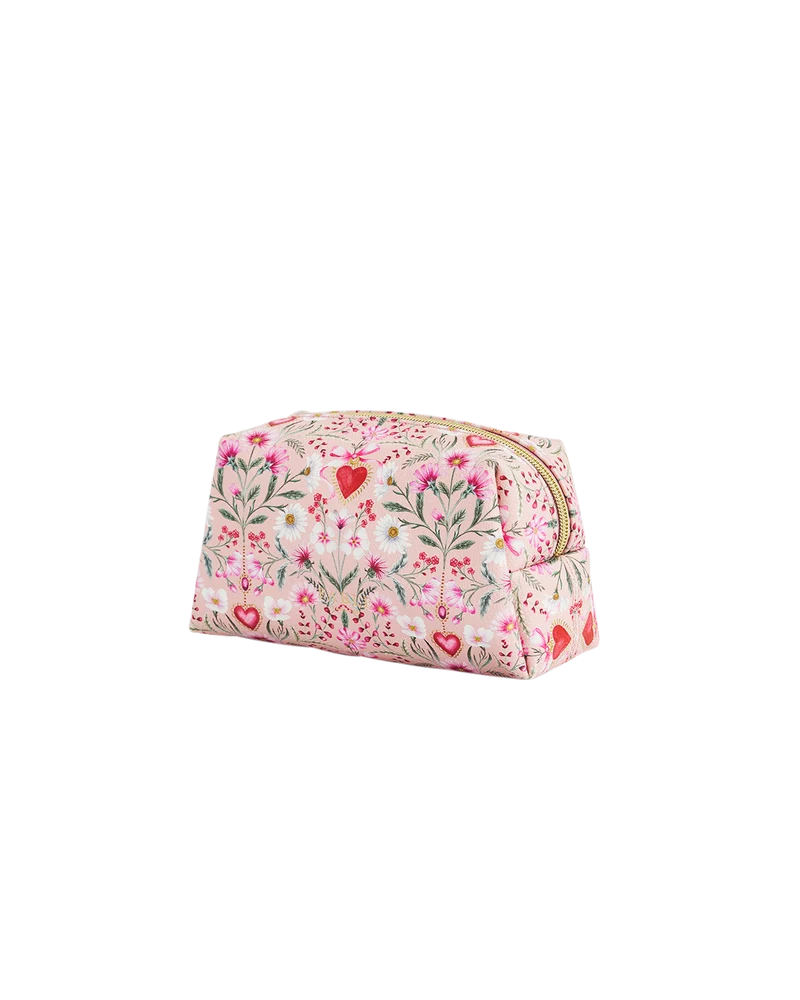 Penelope Floral Heart Pink Cosmetic Pouch