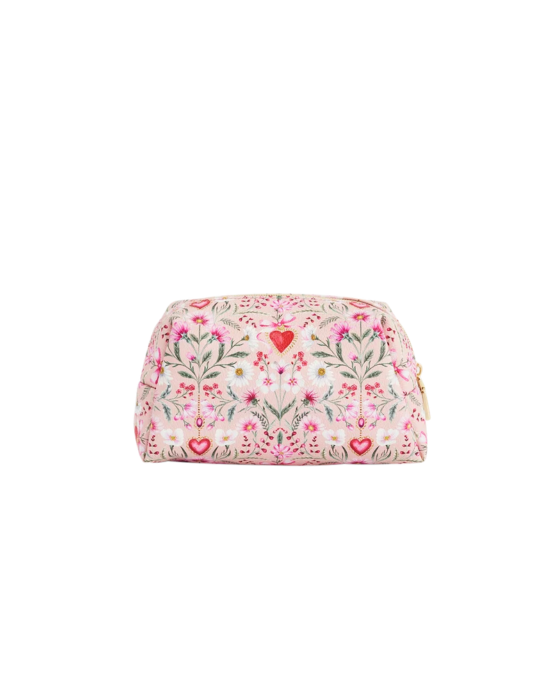 Penelope Floral Heart Pink Cosmetic Pouch