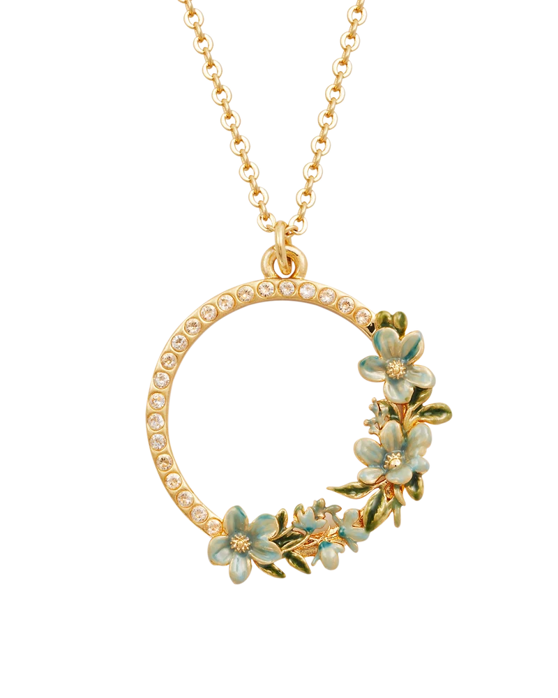 Gold Floral Wreath Necklace & Floral Wreath Hoop Earrings Set