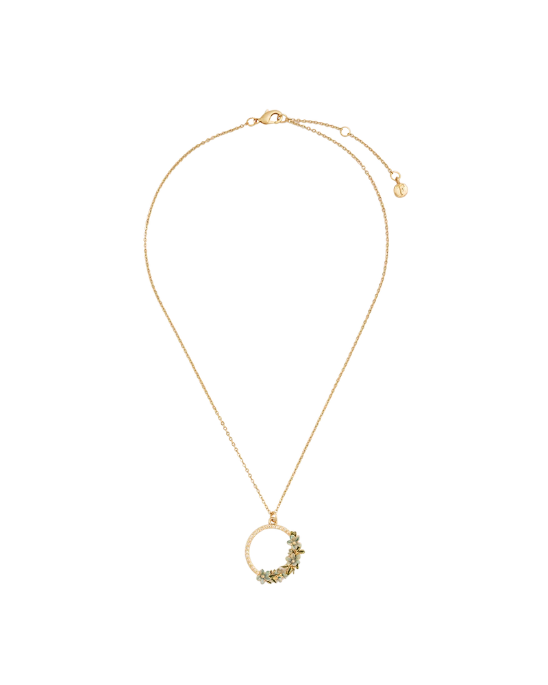 Gold Floral Wreath Necklace & Floral Wreath Hoop Earrings Set