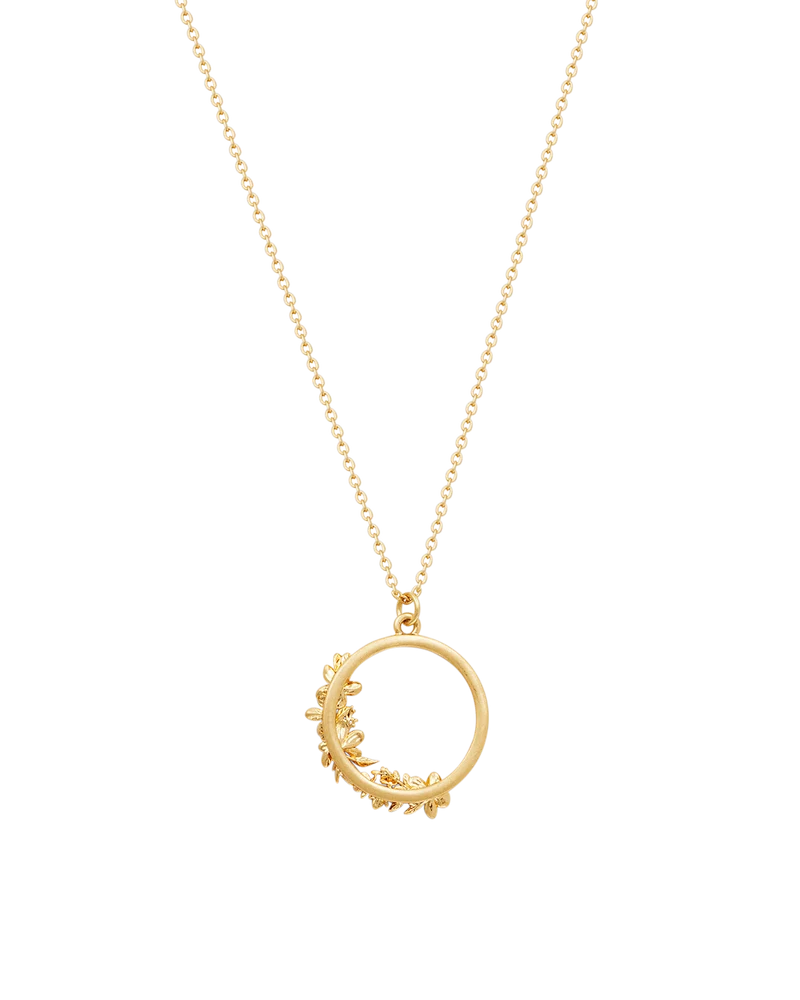 Gold Floral Wreath Necklace & Floral Wreath Hoop Earrings Set