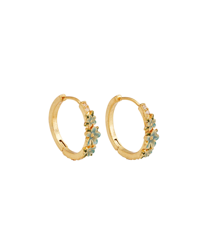 Gold Floral Wreath Necklace & Floral Wreath Hoop Earrings Set