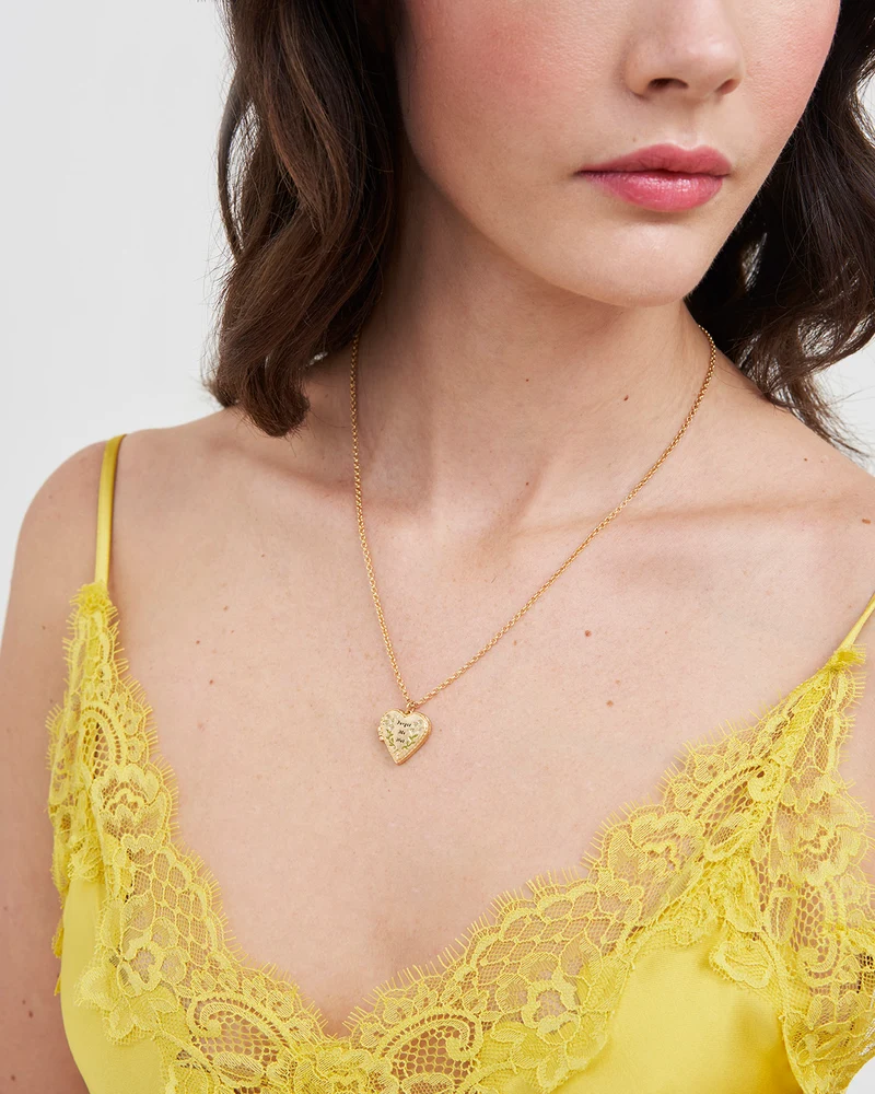 Gold Forget Me Not Heart Locket & Stud Earrings Set