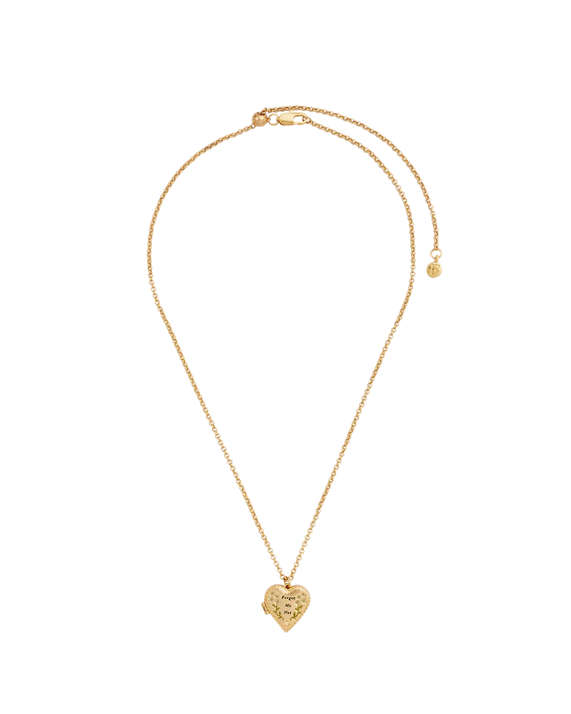Gold Forget Me Not Heart Locket & Stud Earrings Set