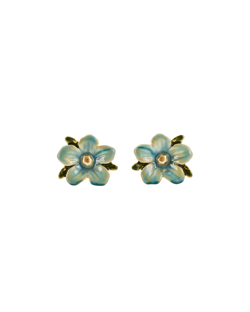 Gold Forget Me Not Heart Locket & Stud Earrings Set