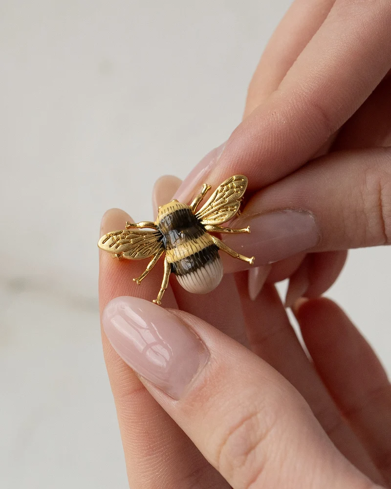 Gold Bee Necklace & Brooch Set