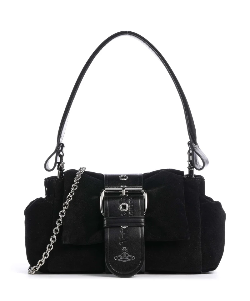 Vivienne Westwood Hazel Treasure Suede Schultertasche black