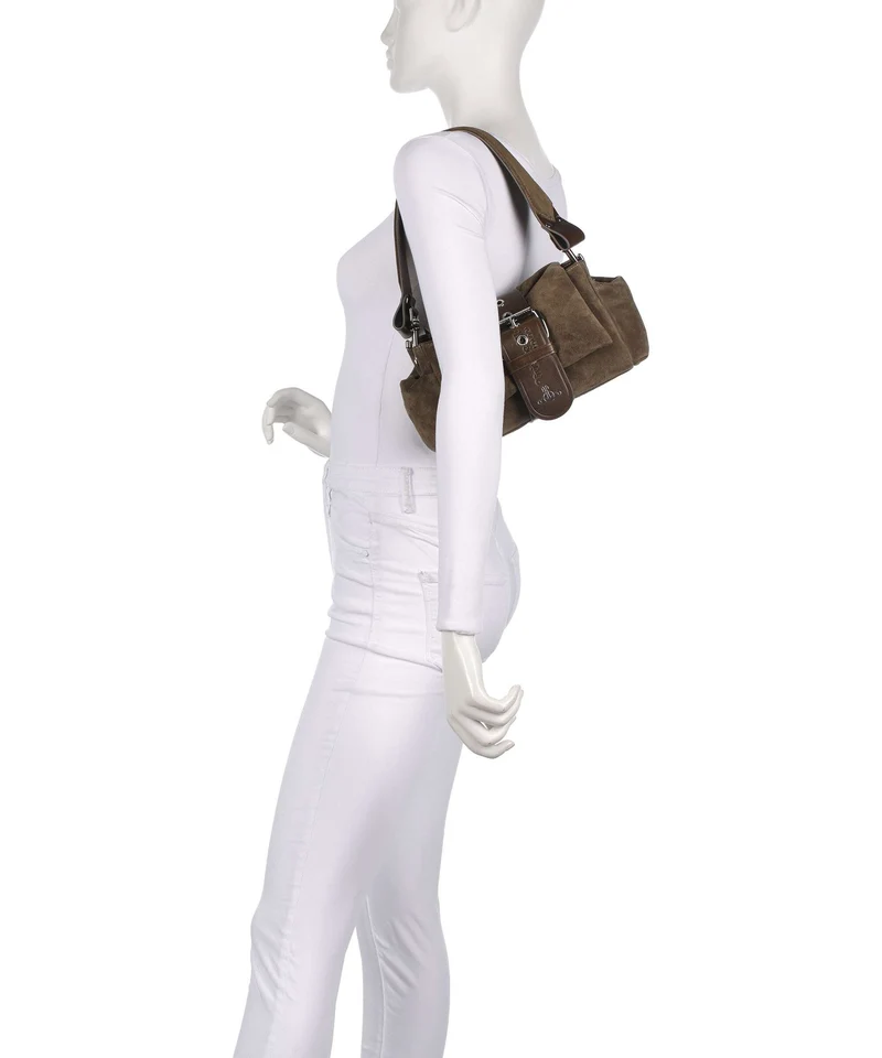 Vivienne Westwood Hazel Treasure Suede Schultertasche khaki