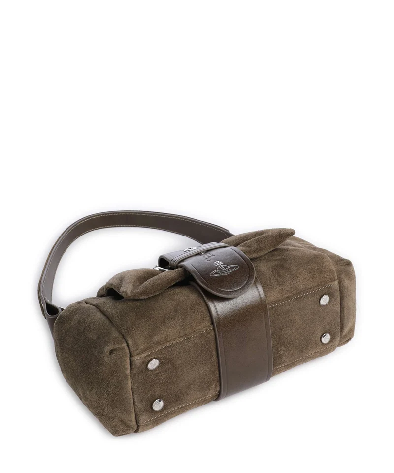 Vivienne Westwood Hazel Treasure Suede Schultertasche khaki