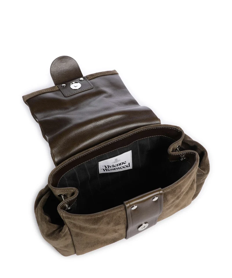 Vivienne Westwood Hazel Treasure Suede Schultertasche khaki