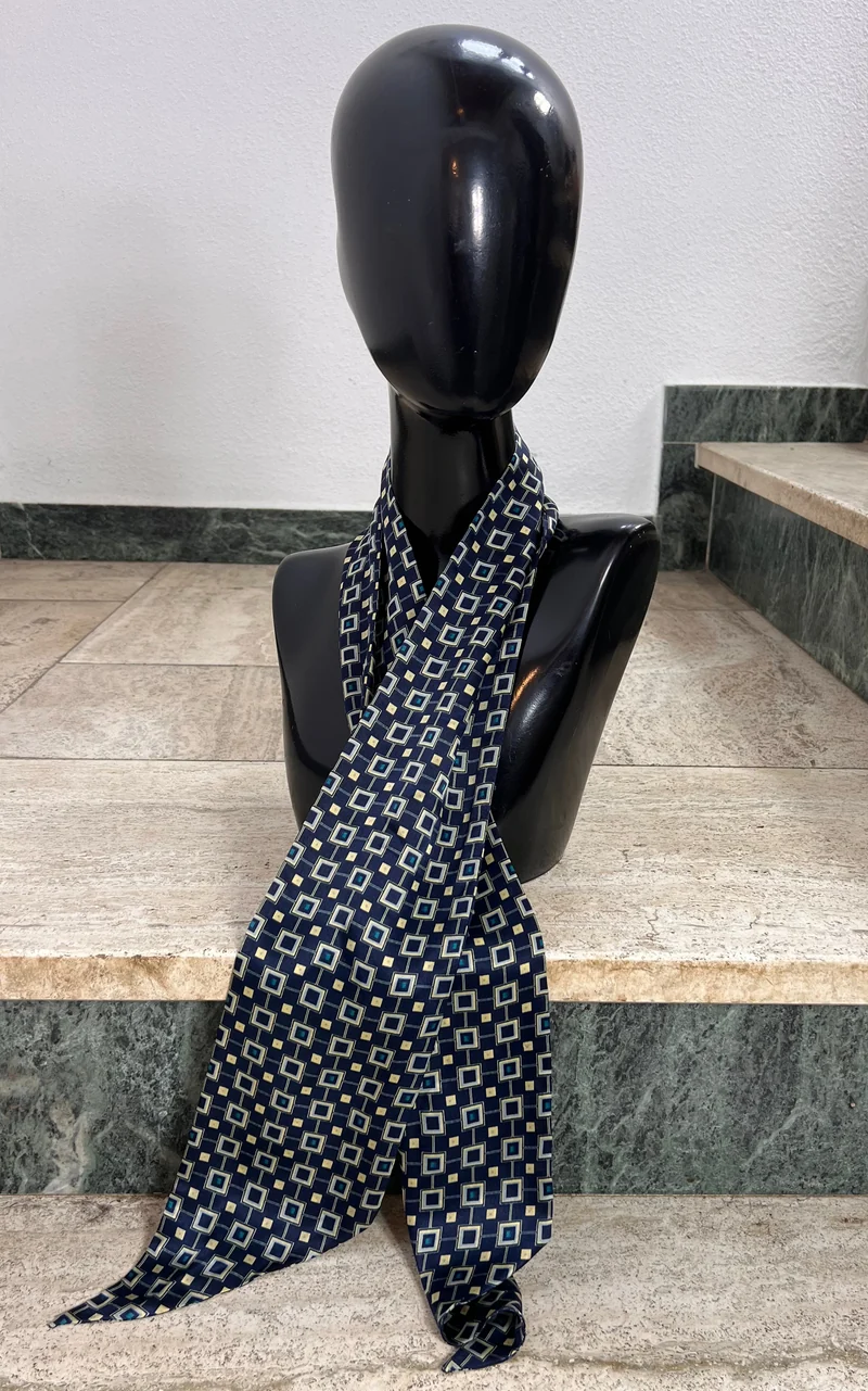Vintage Geometric Silk Skinny Scarf