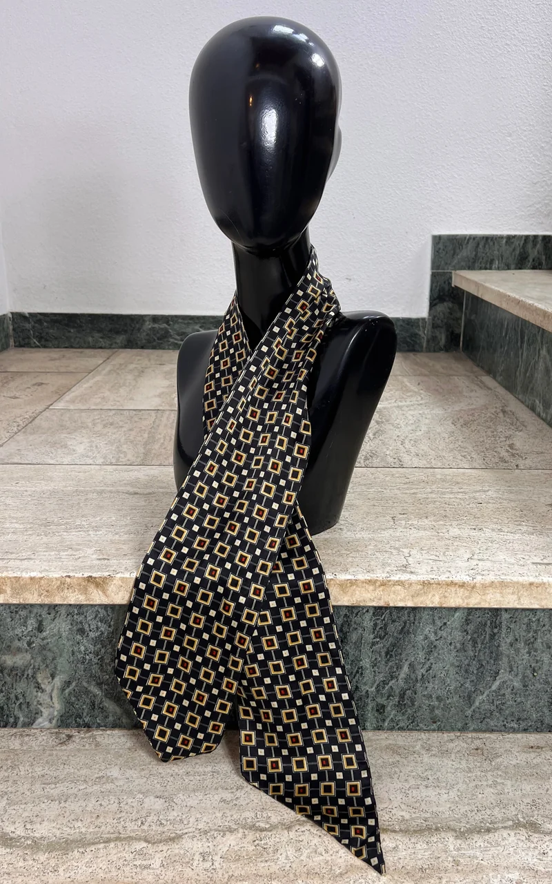 Vintage Geometric Silk Skinny Scarf