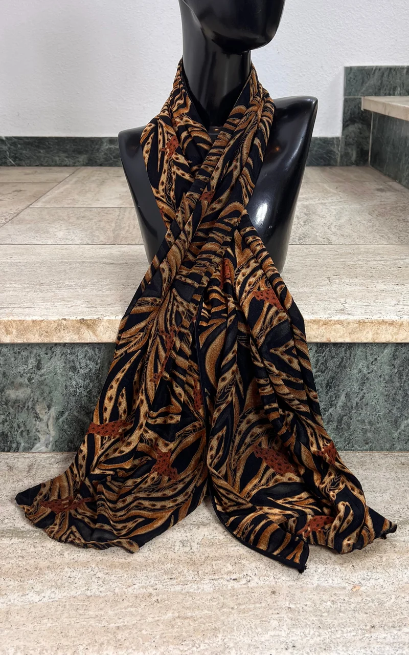 Vintage Burn Out Tiger Skinny Scarf