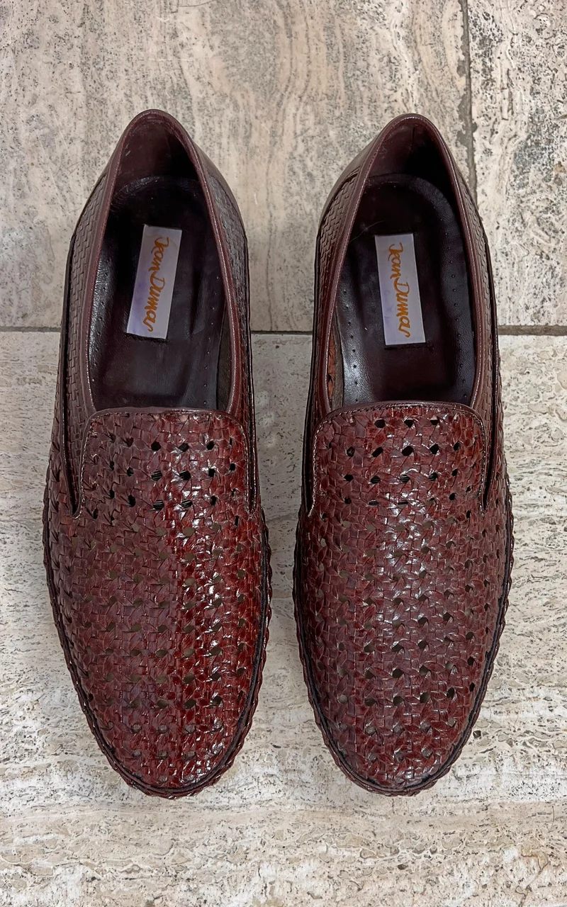 Vintage MENS Jean Dumas Handwoven Leather Loafers 44,5