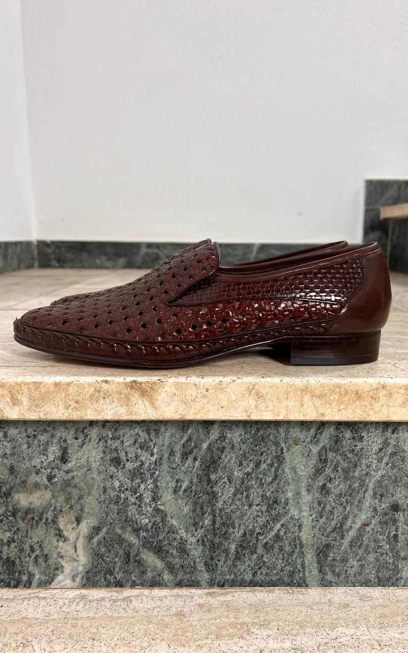 Vintage MENS Jean Dumas Handwoven Leather Loafers 44,5