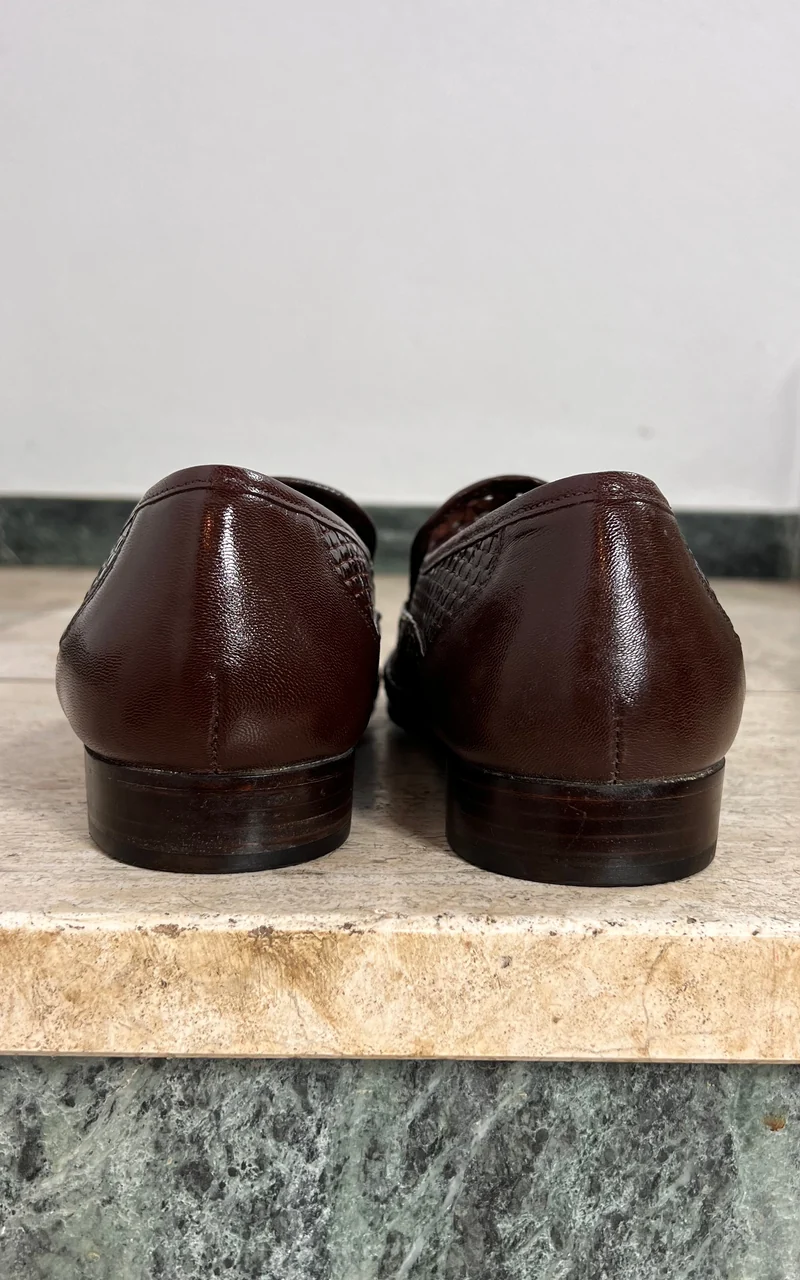 Vintage MENS Jean Dumas Handwoven Leather Loafers 44,5