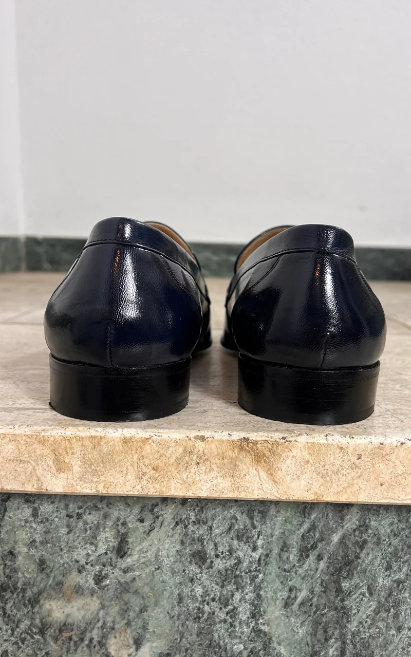 Vintage MENS Jean Dumas Navy Blue Leather Loafers 44