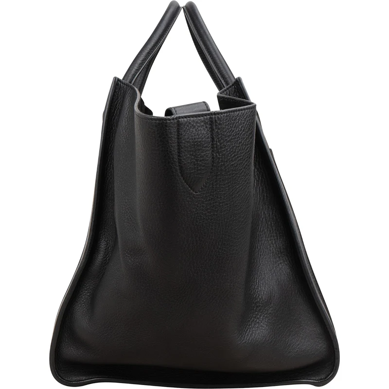 Céline Black Drummed Calfskin Phantom Handbag