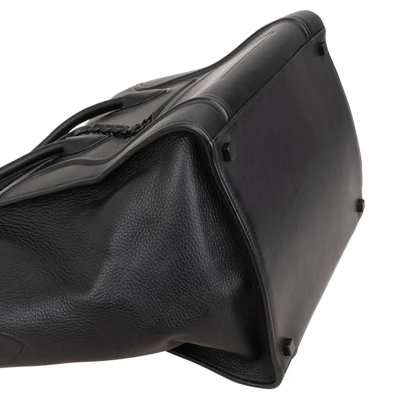 Céline Black Drummed Calfskin Phantom Handbag