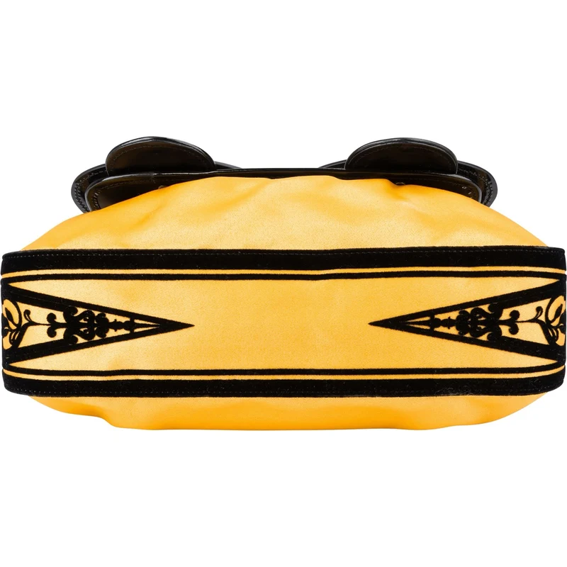 Fendi Yellow Velvet Satin & Patent Leather B. Handbag