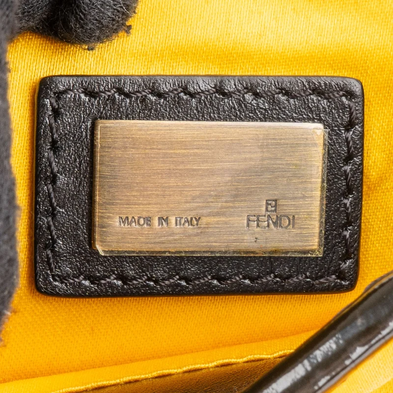 Fendi Yellow Velvet Satin & Patent Leather B. Handbag