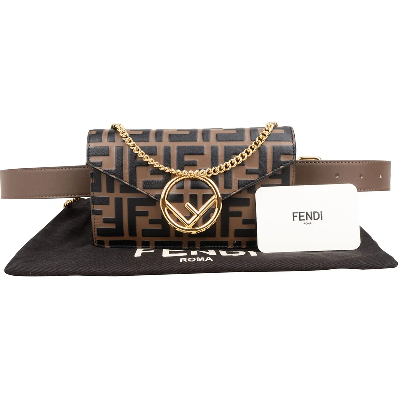 Fendi Monogram FF Embossed Leather "F is" Belt Crossbody Bag