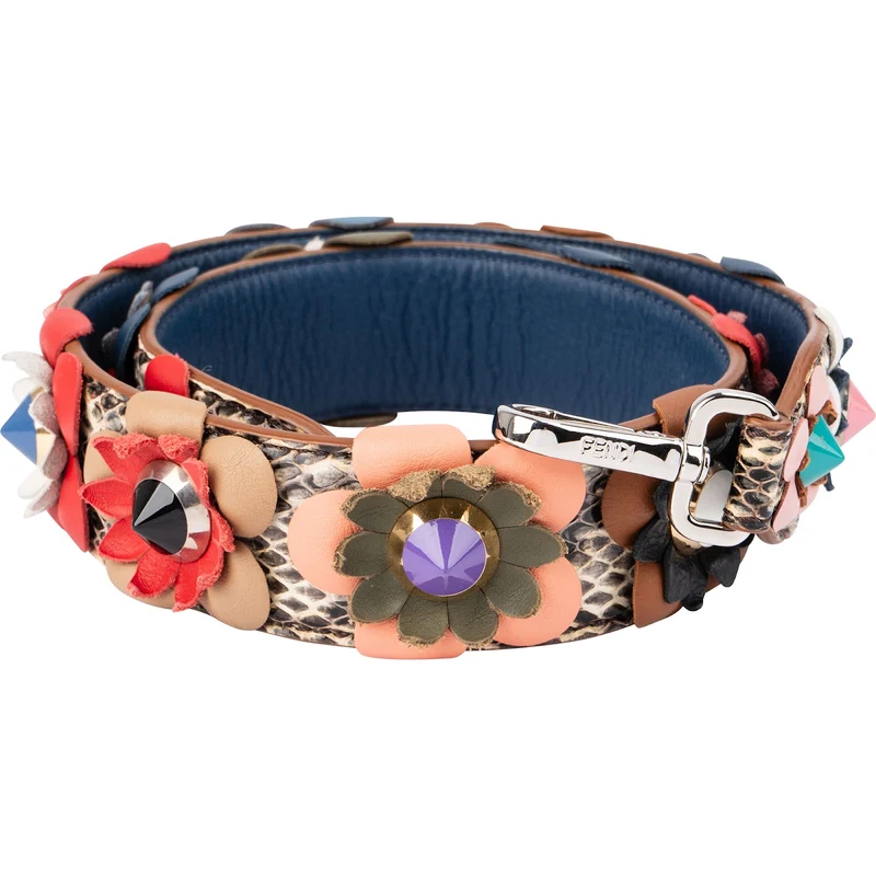 Fendi Python Flowerland Multicolor Studs Leather You Bag Strap