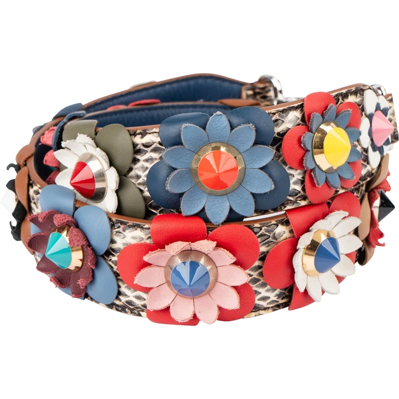 Fendi Python Flowerland Multicolor Studs Leather You Bag Strap