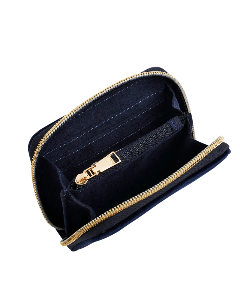 Navy Floral Velvet Purse Small