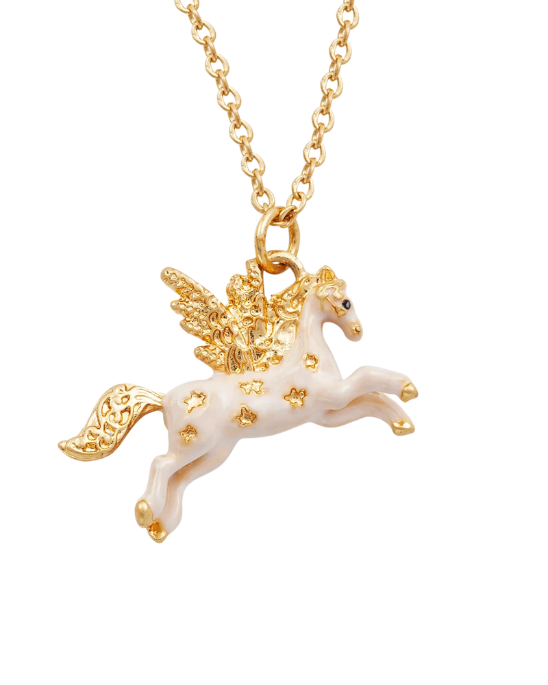 Gold Pegasus Necklace & Huggie Earrings Set