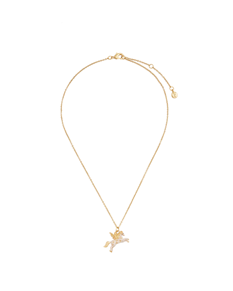Gold Pegasus Necklace & Huggie Earrings Set