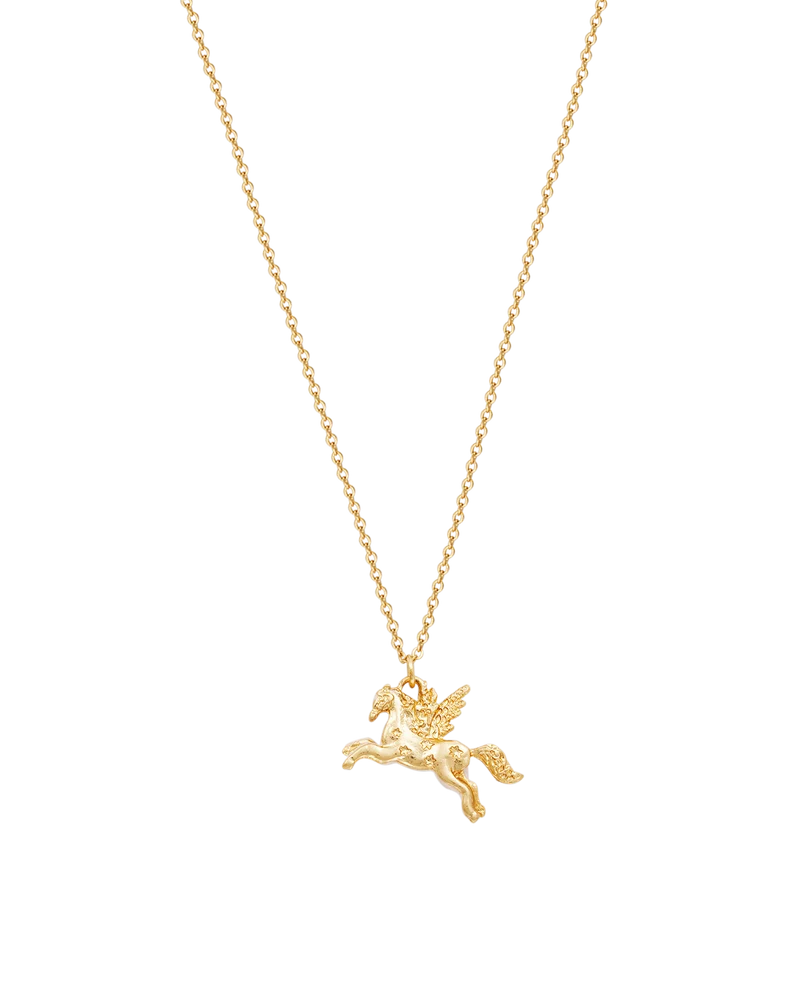 Gold Pegasus Necklace & Huggie Earrings Set