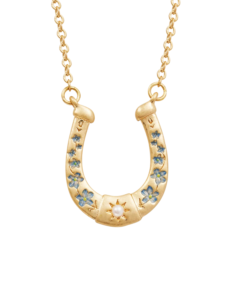 Gold Lucky In Love Horseshoe Necklace & Earrings Set