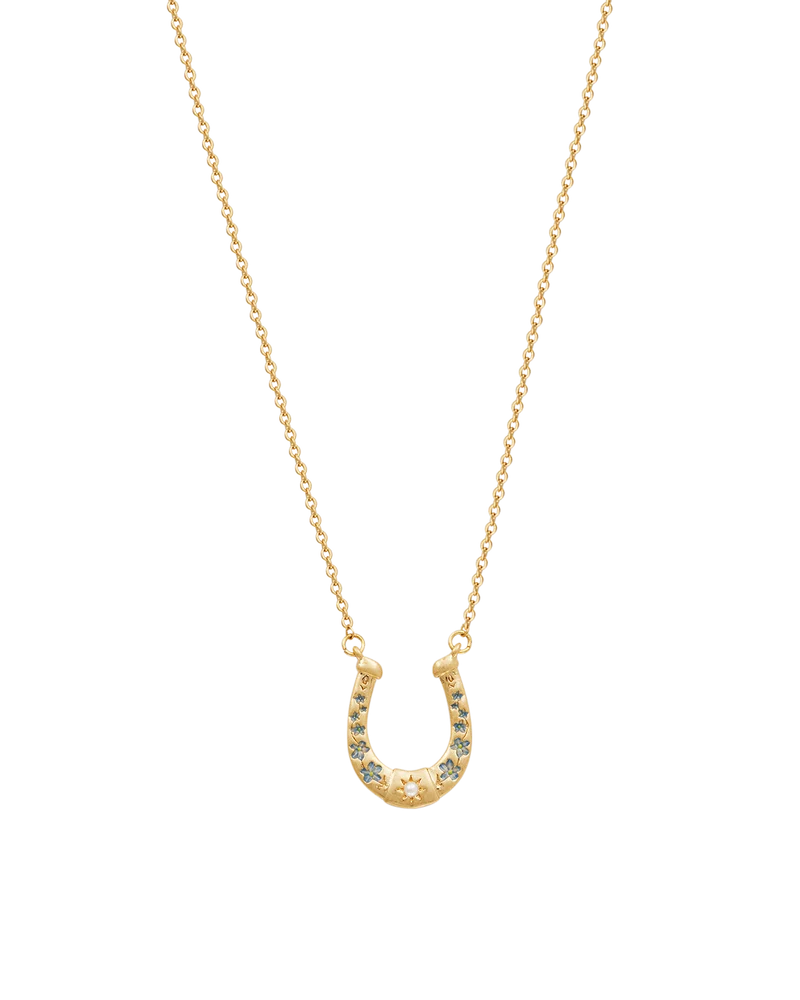 Gold Lucky In Love Horseshoe Necklace & Earrings Set