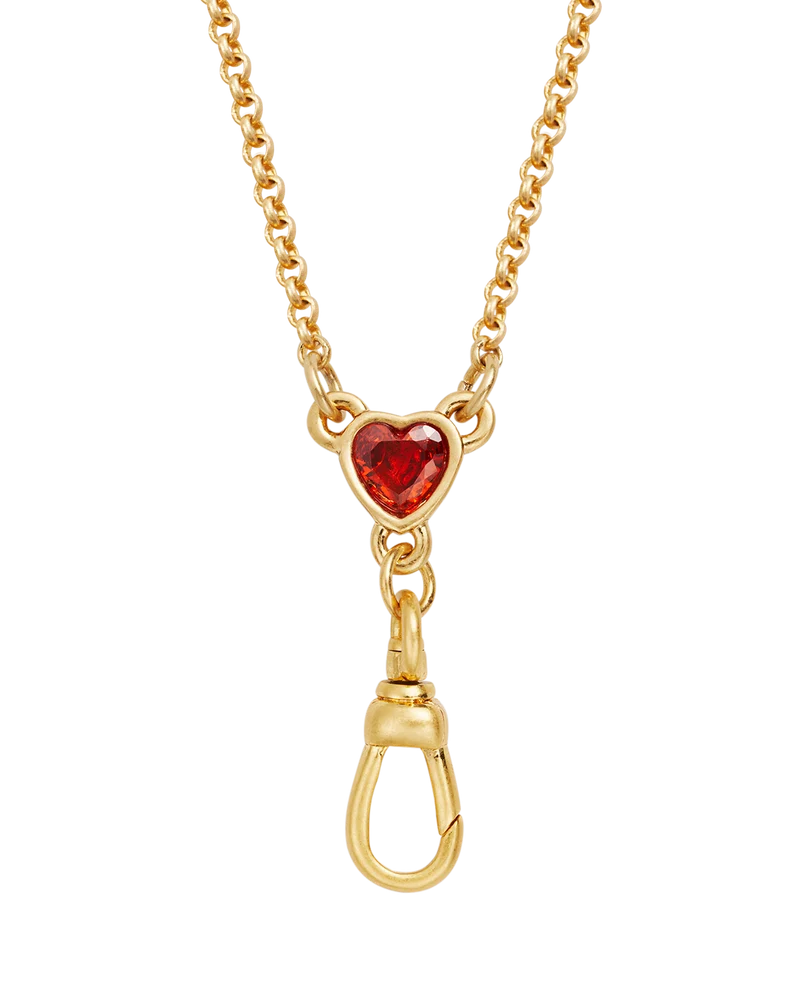 Gold Love Heart Clasp Chain Necklace & Dove Heart Huggie Earrings Set