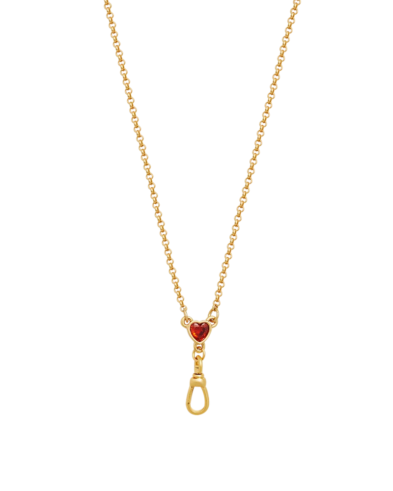 Gold Love Heart Clasp Chain Necklace & Dove Heart Huggie Earrings Set