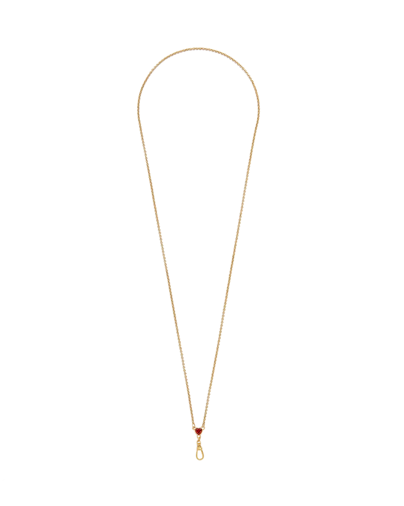 Gold Love Heart Clasp Chain Necklace & Dove Heart Huggie Earrings Set