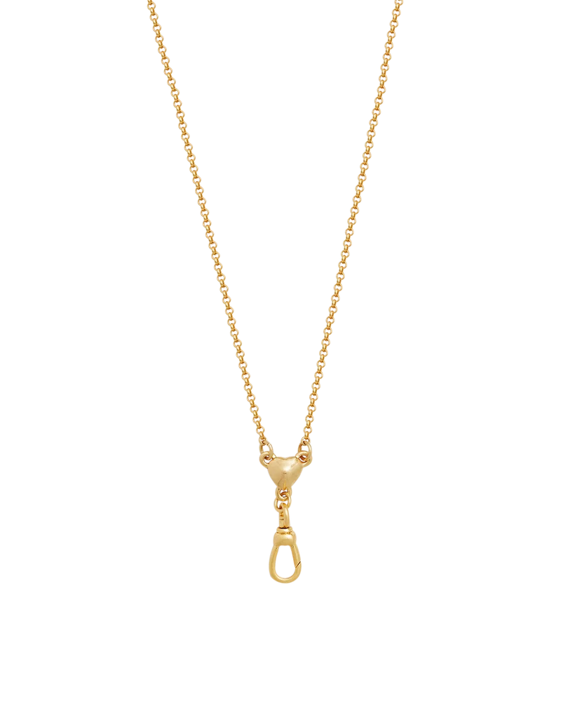 Gold Love Heart Clasp Chain Necklace & Dove Heart Huggie Earrings Set
