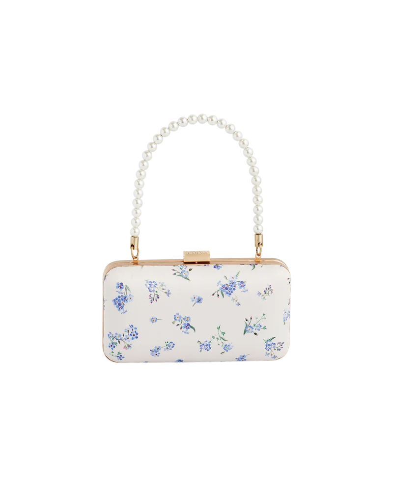 Cream Forget Me Not Pearl Handle Clutch