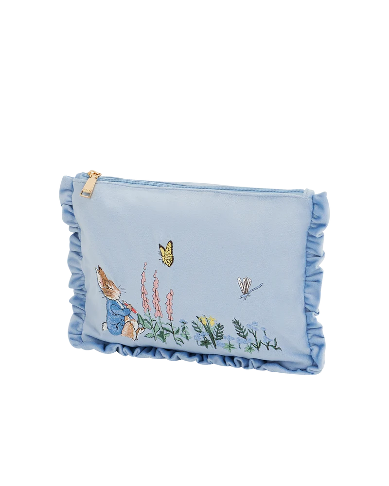 Fable England x Peter Rabbit Blue Velvet Embroidered Pouch
