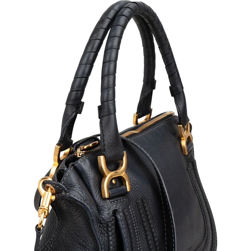 Chloé Black Grained Calfskin Marcie Handbag