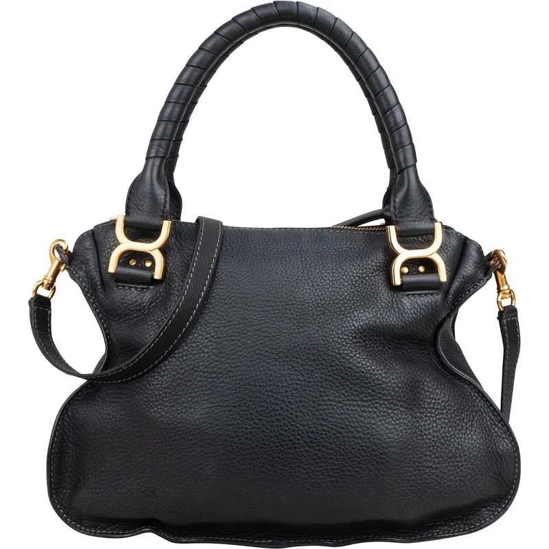 Chloé Black Grained Calfskin Marcie Handbag