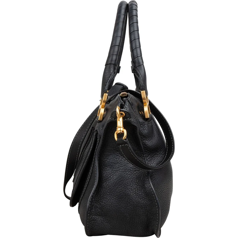 Chloé Black Grained Calfskin Marcie Handbag
