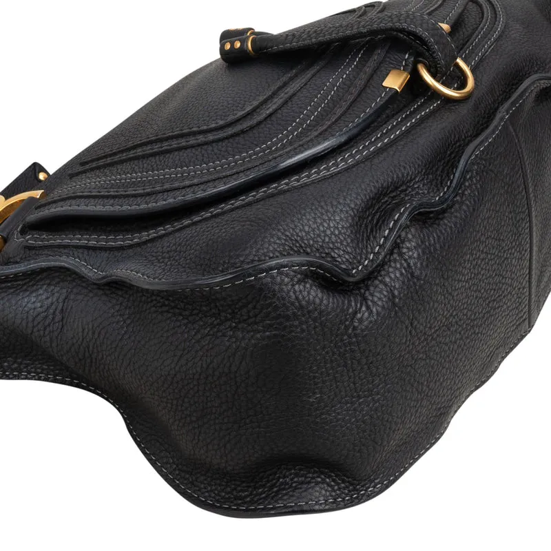 Chloé Black Grained Calfskin Marcie Handbag
