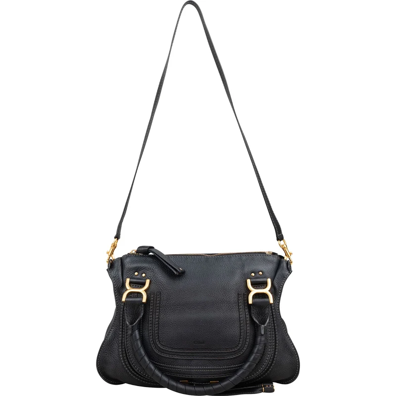Chloé Black Grained Calfskin Marcie Handbag